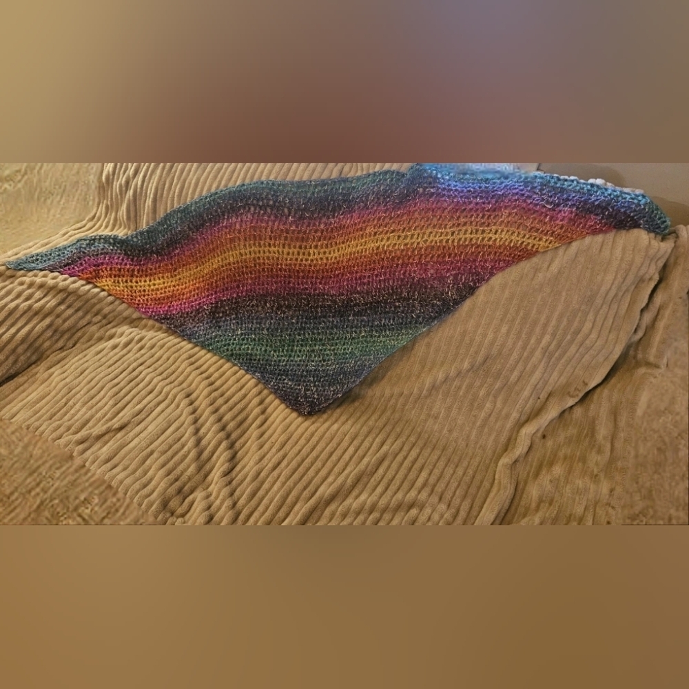 Handmade Crochet Shawl wrap Grandma cottage colorful Boho Soft cozy Comfort